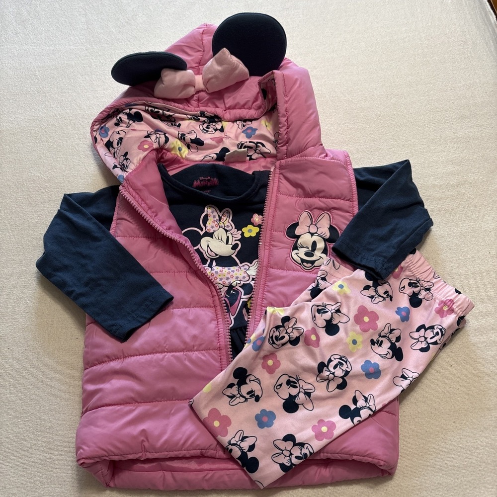 Disney Toddler Girls Minnie Mouse 3-pc. Pant/Top/Vest Outfit Size 5T Vacation